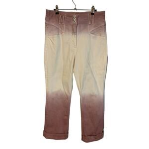 Anthropologie Size 32 Ultra High Rise Jean Pink Dip Dye Straight Leg Women's
